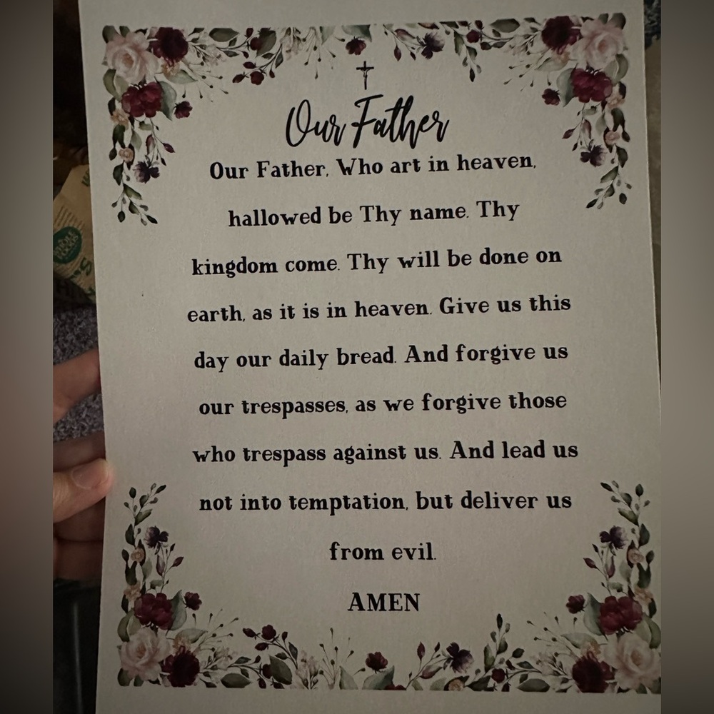 Our Father Prayer Wall Art - Floral Script